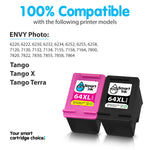 Ink Cartridge Replacement For Hp 64 Xl 64Xl Black Color Combo Pack Use With Envy Photo 7855 7155 7858 6255 7800 6222 7120 6252 7164 Envy Inspire 7950E Tango