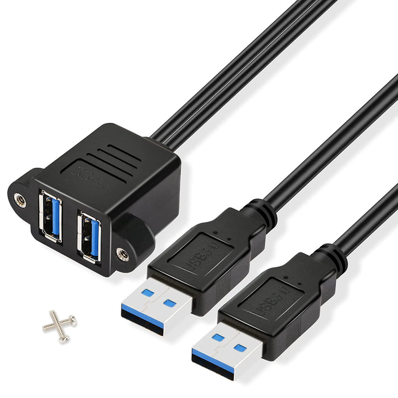 New Dual Usb 3 0 Cable With Panel Mount Screw Hole 2 Ports Usb 3 0 Male T