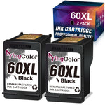 60 Xl Ink Cartridge Replacement For Hp 60 60Xl High Yield To Use With For Photosmart C4680 D110 Deskjet D2680 F2430 F4210 Printer 2 Black