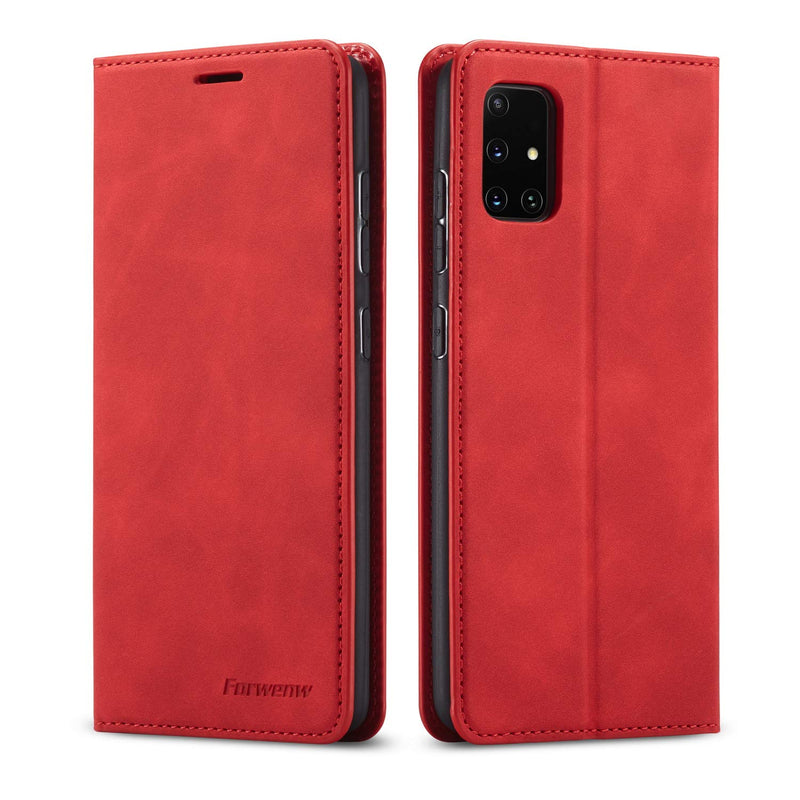 Eyzutak Premium Pu Leather Flip Folio Case For Samsung Galaxy S21 Fe Protective Case With Kickstand Card Slot Magnetic Closure Shockproof Wallet Cover Red