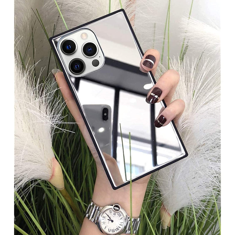 Iphone 13 Pro Max Mirror Case For Women Lming Luxury Square Glass Glossy Mirror Shockproof Smooth Hard Case For Iphone 13 Pro Max 6 7Inch
