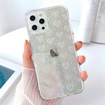 Urarssa Compatible With Iphone 13 Pro Max Case Cute Crystal Clear With Laser Bling Glitter Love Heart Pattern Design For Women Girls Soft Tpu Bumper Shockproof Protective Cover Love
