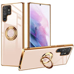 Compatible With Samsung Galaxy S22 Ultra Case With Ring Stand Slim Thin Tpu Silicone Shockproof Anti Yellowing Protective Phone Case For Galaxy S22 Ultra 5G2022 Support Magnetic Car Mountpink