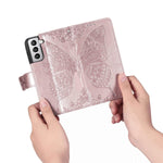Digplus Galaxy S21 5G Wallet Case Butterfly Flower Embossed Pu Leather Wallet Case Flip Protective Phone Cover With Card Slots And Kickstand For Samsung Galaxy S21 6 2 Inch Rose Gold