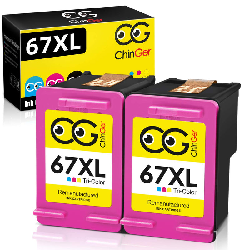 Chinger 67 Ink Cartridge Replacement For Hp 67Xl Tri Color 67 Xl Ink Cartridge For Hp Deskjet 1255 Deskjet 2732 Deskjet 2752 2755 Envy Pro 6452 6455 6458 Printe