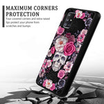 Lffsaw Galaxy A71 5G Case Dual Layer Shockproof Smooth Hard Back Cover Soft Inner Wallet Pocket Credit Card Id Protective Case For Samsung Galaxy A71 5G 2020 Skull In The Flowers