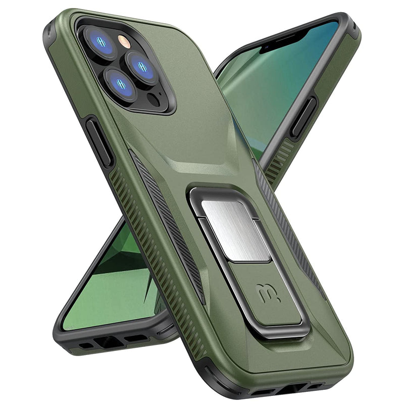 Mybat Pro Designed For Iphone 13 Pro Max Case With Stand 6 7 Inch Shockproof Stealth Series Support Magnetic Car Mount Double Layer Heavy Duty Military Grade Drop Protective Army Green