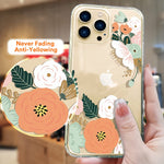 Daviko Compatible With Iphone 13 Pro Case For Women 6 1 Inch 2021 Clear Flower Non Yellowing Protective Shockproof Slim Thin Flower Pattern Design Phone Case Abundant Peony