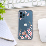 Hepix Floral Case Competiable With Iphone 12 Pro Max Case 6 7 Inch 5G 2020 Pink Flowers Design Case Soft Tpu Stylish Slim Thin Cute Raised Lips Anti Scratch Shockproof Protective Case Plum Blossom