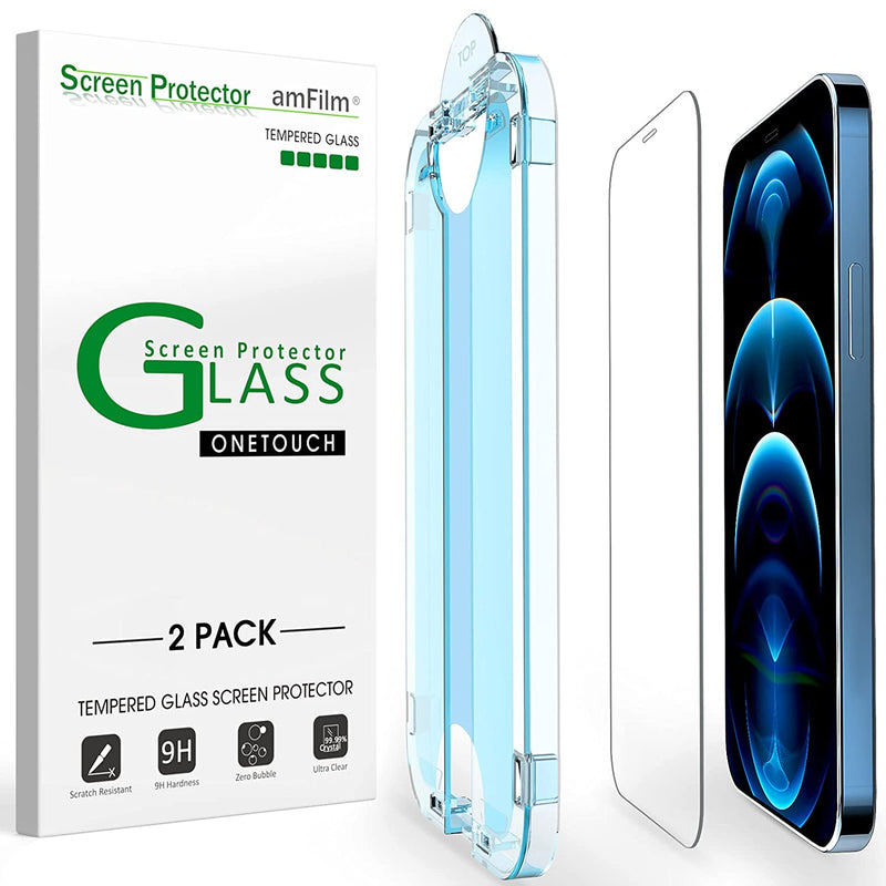 Amfilm Onetouch Tempered Glass Screen Protector For Iphone 12 Pro Max 6 7 2020 With Easy Installation Kit 2 Pack