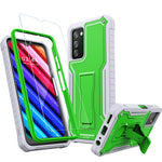 Fito For Samsung Galaxy A03S 5G Case Dual Layer Shockproof Heavy Duty Case With Glass Screen Protector For Samsung A03S 5G Phone Built In Kickstand Green