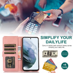 Lbyzcase Wallet Case For Galaxy S21 Fe 5G2022 Release Folio Flip Leatherwrist Strapzipper Pocketcredit Holder Phone Case Cover For Samsung Galaxy S21 Fe 5Gfan Edition Pink