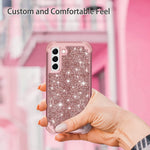 Lontect Compatible With Galaxy S22 5G Case Glitter Sparkly Bling Shockproof Heavy Duty Hybrid Sturdy High Impact Protective Cover Case For Samsung Galaxy S22 5G 6 1 2022 Shiny Rose Gold