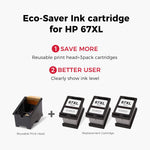 Ink Cartridge Replacement For Hp 67 Xl 67Xl Used With Envy 6055 6052 6075 Deskjet 2755 2722 2725 Pro 6455 6458 Plus 4155 4140 Printer 1 Print Head 3 Black