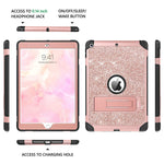 New Ipad 9Th Generation Case Ipad 8Th Generation Case Glitter Sparkly 3 Layers Shockproof Kickstand Full Body Protective Girls Tablet Cover For Ipad 10