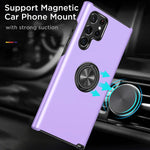Lekevo Compatible With Samsung Galaxy S22 Ultra Case With Ring Holder Stand Hybrid Dual Layer Heavy Duty Shockproof Protective Phone Cover Lavender Purple