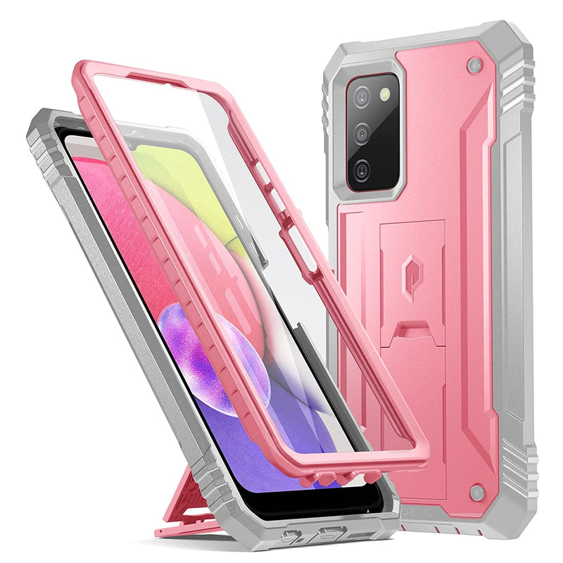 Poetic Revolution Series Case For Samsung Galaxy A03S 5G 6 5 Inch Built In Screen Protector Work With Fingerprint Id Full Body Rugged Shockproofprotective Cover Case With Kickstand Light Pink