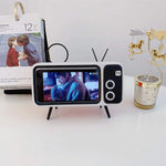 Unnfiko Wireless Bluetooth Speakers Retro Tv Style Stand Holder Cartoon Desktop Bracket Desk Mount Universal For Samsung Iphone X 6 6S 7 8 Plus Xs Tv Gray Bluetooth