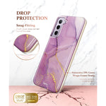 Gviewin Case Compatible With Samsung Galaxy S21 Fe 5G 2022 Marble Shockproof Women Slim Stylish Protective Phone Cover For S21 Fe 6 4 Without Built In Screen Protector Case Romantic Purple