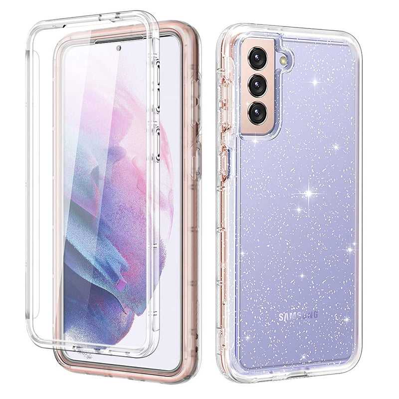 Lontect For Galaxy S21 5G Case Glitter Clear Sparkly Bling Rugged Shockproof Hybrid Full Body Protective Case Cover Without Screen Protector For Samsung Galaxy S21 5G 6 2 2021 Clear Glitter