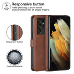 Ddj Case For Samsung Galaxy S21 Ultra 5G 2021 Cover Flip Tpu Pu Leather Case With Kickstand Multi Function Magnetic Suction Strong Closure Wallet Phone Case For Galaxy S21 Ultra 5G Brown