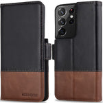 Kezihome Galaxy S21 Ultra Case Genuine Leather Rfid Blocking Samsung S21 Ultra 5G 6 8 Wallet Case Card Slot Flip Magnetic Stand Case Compatible With Samsung Galaxy S21 Ultra Black Brown