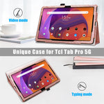 New Case For Tcl Tab Pro 5G Tablet 2021 Released By Verizon Folio Premium Pu Leather Auto Wake Sleep Stand Cover With Hand Strap Card Slot Protective Du