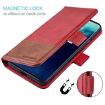 Kezihome Oneplus 7T Pro Case Oneplus 7T Pro Wallet Case Rfid Blocking Genuine Leather Wallet Flip Folio Case Cover With Card Slot Stand Holder Magnetic Closure For Oneplus 7T Pro Red Brown
