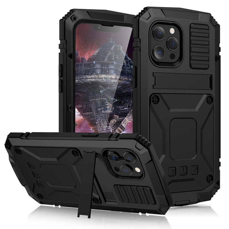 Compatible With Iphone 13 Pro Max Phone Case Aluminum Metal Case Waterproof Shockproof Case Military Heavy Duty Sturdy Protector Cover Hard Case With Screen Protector Black Iphone 13 Pro Max
