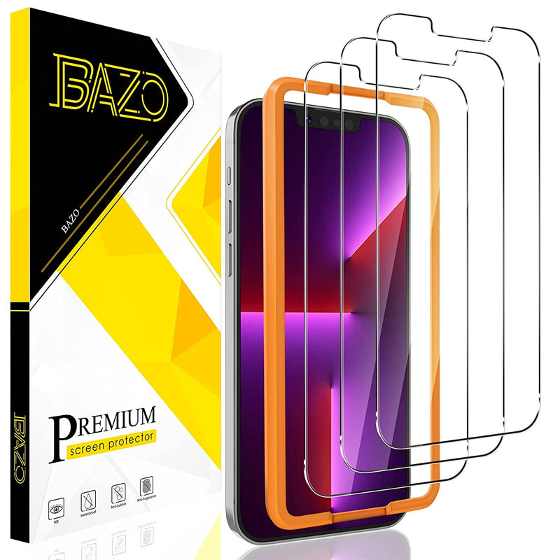 Bazo 3 Pack Compatible For Iphone 13 Pro Max 6 7 Inch Screen Protector Tempered Glassfilm With Easy Installation Frame Anti Scratch Bubble Free Hd Clear 9H