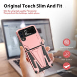Galaxy Z Flip 3 Case Jelanry Samsung Z Flip 3 Case With Kickstand Shockproof Dual Layer Protective Rugged Bumper Bracket Holder Rubber Armor Phone Case For Samsung Galaxy Z Flip 3 5G 2021 Rose Gold