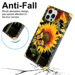 Kanghar Compatible With Iphone 13 Pro Max Case Sunflowers Butterfly Square Luxury Elegant Soft Tpu Full Body Shockproof Protective Metal Decoration Corner Back Cover Case For Iphone 13 Pro Max Case