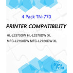 4 Pack Super High Yield Compatible Tn770 Toner Cartridge Tn 770 Used For Mfc L2750Dw L2750Dwxl Hl L2370Dw L2370Dwxl Printer Sold By Easyprint