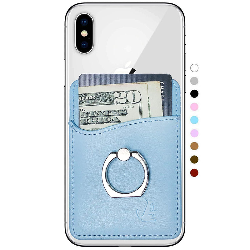 Leather Phone Card Holder Stick On Wallet For Iphone And Android Smartphones By Wallaroo Pastel Blue Ring Wallet
