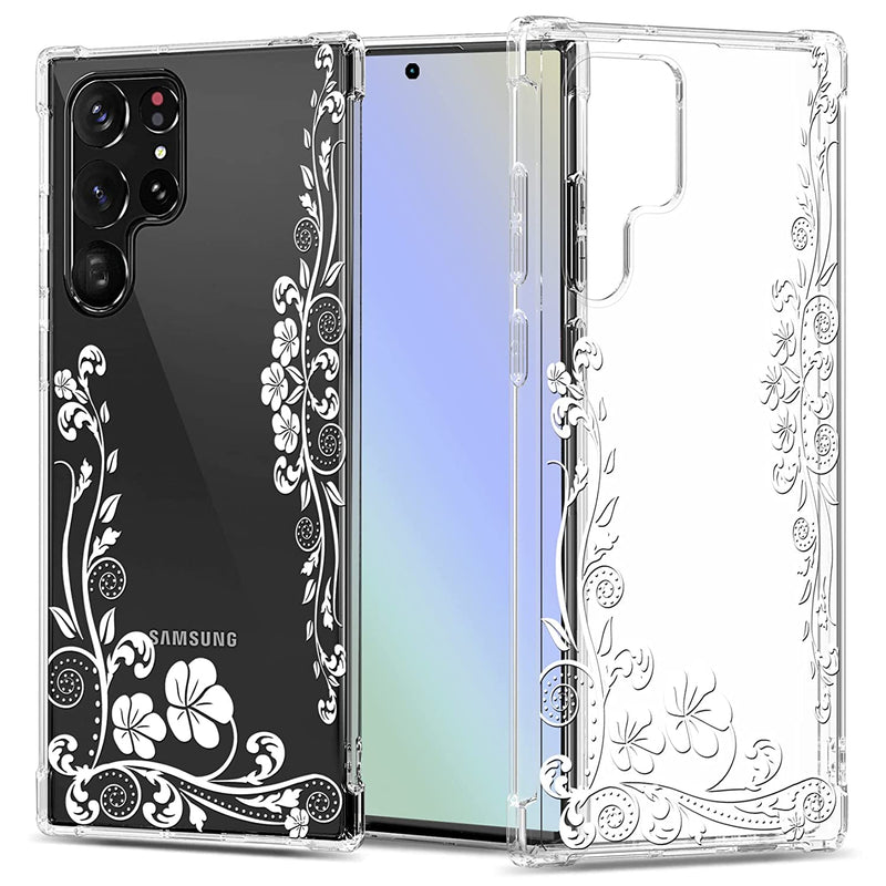 New Floral Clear Case For Galaxy S22 Ultra For Women Girls Pretty Phone Co