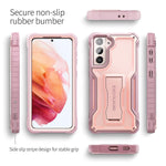 Exoguard Samsung Galaxy S21 5G Case Rubber Shockproof Full Body Cover Case For Samsung S21 5G Phone 6 2 Inch Built In Kickstand Pink