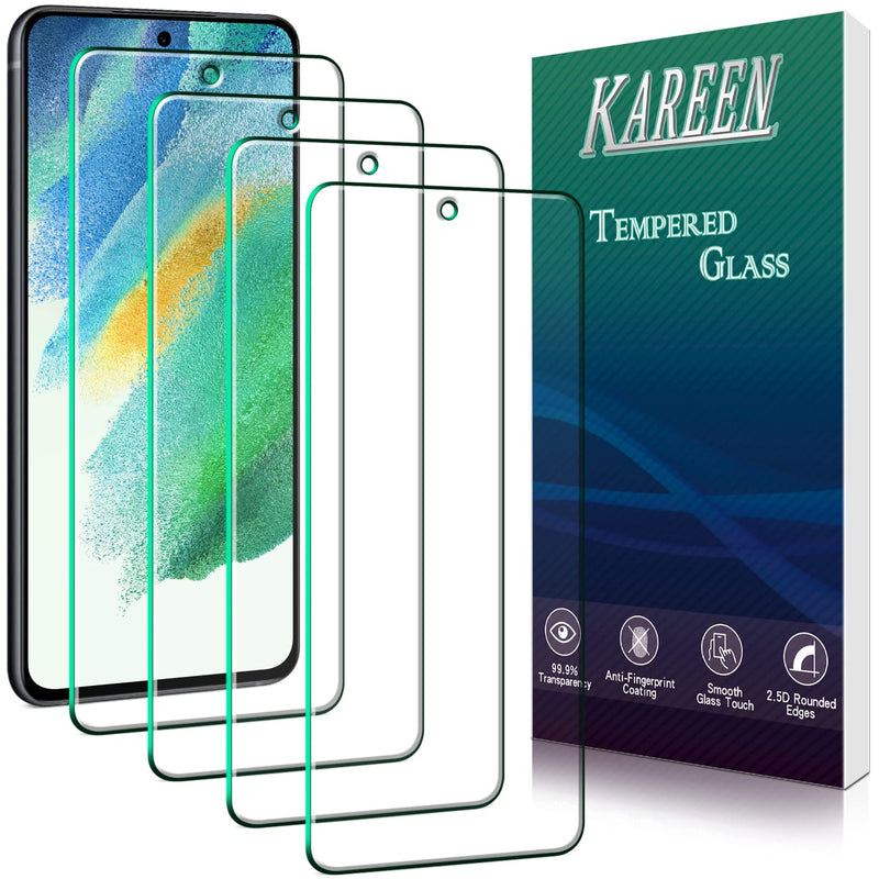 4 Pack Kareen For Samsung Galaxy S21 Fe 5G Tempered Glass Screen Protector Bubble Free Anti Scratch Case Friendly Easy To Install