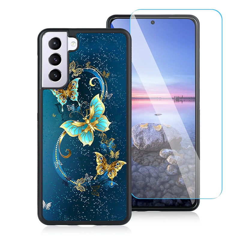 Compatible With Samsung Galaxy S22 Plus 5G 6 8 Inch Case Built In Screen Protector Cute Blue Butterfly Design Hard Pc Back Anti Slip Shockproof Protective Case For Samsung Galaxy S22 Plus 5G
