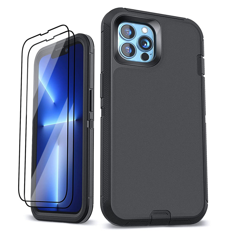 Horigay Designed For Iphone 13 Pro Max Case 6 7 Inchwith 2 Tempered Glass Screen Protector Rugged Heavy Duty Military Grade Cover Drop Proof Shockproof Protection Phone Caseblack Black