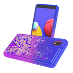 Zingcon Compatible For Samsung Galaxy A01 Core M01 Core A3 Core Phone Case Hd Screen Protector Heavy Duty Shockproof Glitter Waterfall Quicksand Protective Case For Galaxy A01 Core Blue Purple