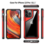 Compatible With Iphone 13 Pro Max Phone Case Metal Aluminum Frame Military Dropproof Shockproof Case Rugged Clear Hard Case For Iphone 13 Pro Max 13 Pro Max 6 7 Red