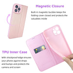Nouske For Iphone 12 Pro Max Case 6 7 Flip Leather Casewallet Card Holdersilicone Shockproof Covermagnetic Folio Holsterfoldable Kickstandrfid Protection Rose Gold