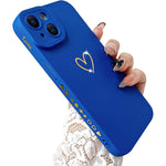 Iphone 14 Gold Heart Pattern Shcokproof Case For Valentines Day Gift