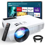 Mini Portable Projector 8000 Lumens (100" Screen Included) 1080P w/ 55000 Hrs LED Lamp Life