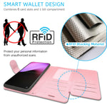 Coveron Leather Pouch Designed For Google Pixel 5A Wallet Case Rfid Blocking Flip Folio Stand Phone Cover Rose Gold