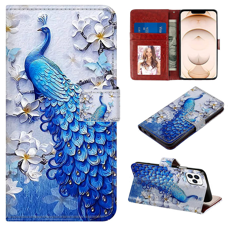 Sakuulo Wallet Case For Iphone 13 Pro Max 6 7 Inch 2021 Pu Leather Magnetic Closure Flip Phone Cover With Card Slot And Stand Holder Protective Case For Iphone 13 Pro Max Peacock