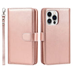 Jaorty Wallet Case Compatible With Iphone 13 Pro Max Case 6 Card Slots Wrist Strap Stand Feature Detachable 2 In 1 Magnetic Leather Cover Shockproof Slim Case For Iphone 13 Pro Max 6 7 Rosegold