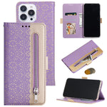 Iphone 13 Pro Wallet Case For Women Dmaos Lace Synthetic Leather Cover With Cute Bowtie Wrist Strap Girly For Iphone13 Pro 2021 6 1 Inch Purple
