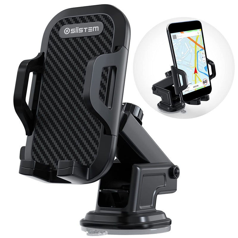Siistem Phone Mount For Car Universal Car Phone Holder Mount With Suction Cup Release Button And Lock Mechanism Cell Phone Holder For Car Dashboard Windshield