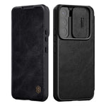 Nillkin For Samsung Galaxy S22 Case With Camera Cover And Card Holder Pu Leather Case With Flip Cover And Slide Camera Protection Durable Shockproof Cover Black